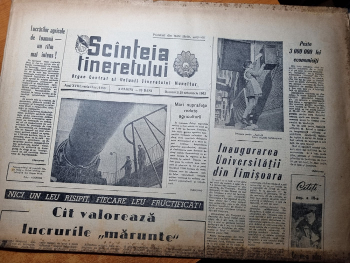 scanteia tineretului 28 octombrie 1962-inaugurara universitatii din timisoara