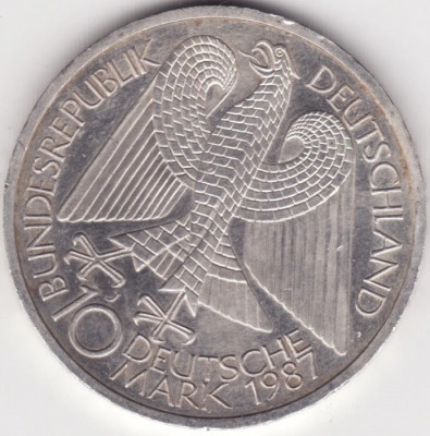 Moneda Germania - 10 Deutsche Mark 1987 - Berlin- J - argint foto