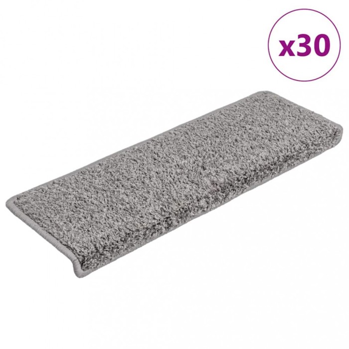 vidaXL Covorașe pentru scări, 30 buc., 65x21x4 cm, gri, cu margini dreptunghiulare