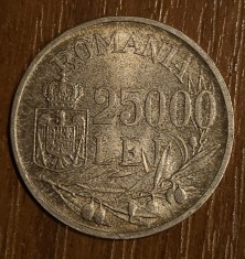 25000 lei 1946, Rom&acirc;nia, argint, liniuta intre masline