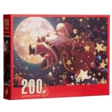 Puzzle de Craciun cu Mos Craciun pe Cer, 200 de piese, Multicolor, 560x380mm, CMCLASS