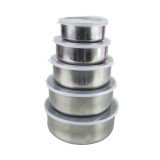 Set cutii alimente cu capac, Inox, 5 buc