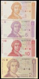CROATIA SET / LOT 1 + 5 + 10 + 25 DINARI 1991, UNC , necirculate