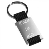 Breloc metalic . negru. inox. gravat. personalizat cu poza si text