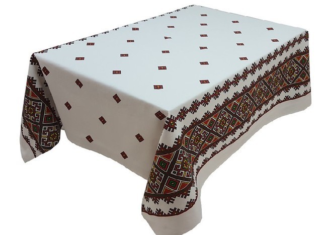 Fata de masa pentru 4 persoane, Traditional negru, bumbac 100%, 150x150cm, multicolor