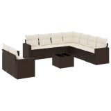Cumpara ieftin Set canapele de gradina cu perne, 10 piese, maro, poliratan