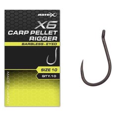 Carlige Feeder MATRIX X6 Carp Pellet Rigger, Barbless, Nr.10, 10buc/pac