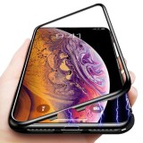 Husa Apple iPhone X, Magnetica Negru, Perfect Fit cu spate de sticla securizata premium