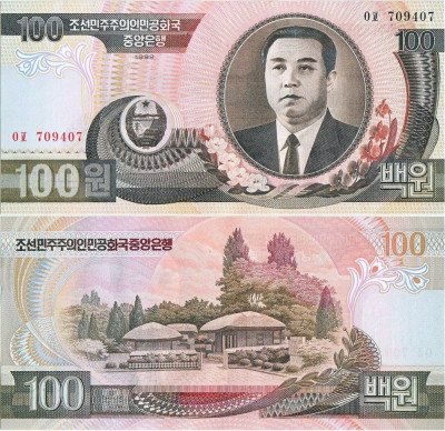 1992 , 100 won ( P-43a ) - Coreea de Nord - stare UNC foto