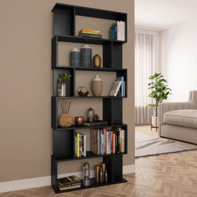 vidaXL Bibliotecă/Separator cameră negru, 80x24x192 cm, lemn prelucrat foto