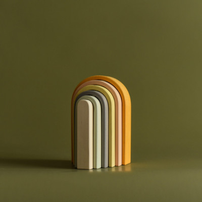 Jucarie din lemn - Curcubeu mini (culori pastel) foto