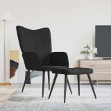 Cumpara ieftin Scaun de relaxare cu taburet, negru, textil
