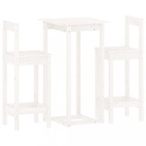 Cumpara ieftin Set mobilier de bar, 3 piese, alb, lemn masiv de pin