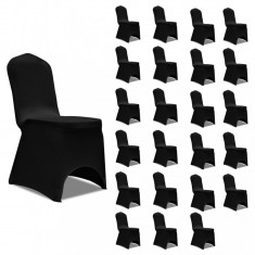 Huse de scaun elastice, 24 buc., negru foto