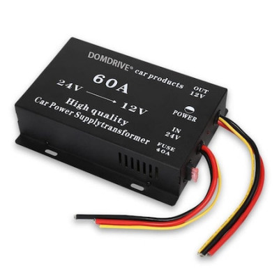 Convertor transformator auto 24V-12V, putere mare 60A foto