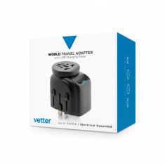 Accesorii auto si calatorie Vetter World Travel Adapter, with Dual USB Charger, 2500W Grounded, Black