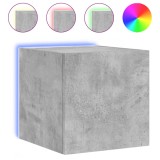 Cumpara ieftin Comoda TV de perete cu lumini LED, gri beton, 30,5x35x30 cm
