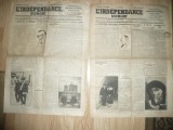 2 Ziare L&#039;Independance Roumaine 7 si 8 apr. 1927 ,cate 2 file , mici reparatii