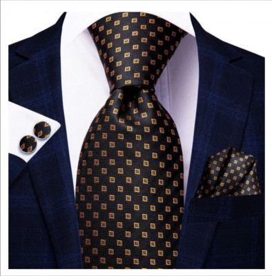 Set cravata + batista + butoni - matase, tesatura Jaquard - model 63 foto