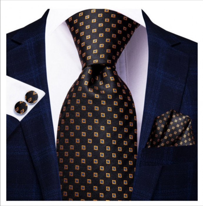 Set cravata + batista + butoni - matase, tesatura Jaquard - model 63