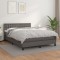 vidaXL Pat box spring cu saltea, gri, 140x200 cm, piele ecologică 3141129