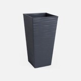 Ghiveci Flori Patra Antracit cu Linii &icirc;n Relief - Design Modern, CMCLASS
