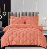 Cumpara ieftin Lenjerie pat dublu cu pliuri,cearceaf cu elastic,bumbac finet,6 piese,portocalie-A761, Jojo Home