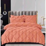 Lenjerie pat dublu cu pliuri,cearceaf cu elastic,bumbac finet,6 piese,portocalie-A761