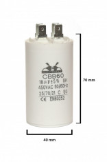 Condensator de pornire motor 18uF/450V seria CBB60 foto