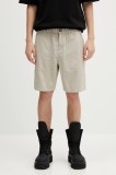 Barbour pantaloni scurți Barbour Natural Linen Blend Short culoarea bej, MST0064