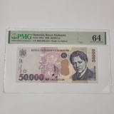 Bancnota 50000 Lei 2000 UNC, Gradata PMG 64, Romania