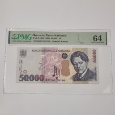 BANCNOTA UNC 50000 LEI 2000 GRADATA PMG 64