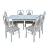 Cumpara ieftin Set Masa RH7211 Extensibila 120 150x80x76 cm, Cu 6 Scaune RH561C ,White