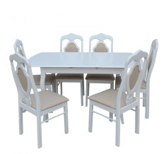 Set Masa RH7211 Extensibila 120 150x80x76 cm, Cu 6 Scaune RH561C ,White