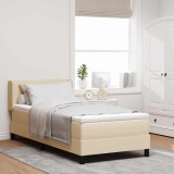 Cumpara ieftin Pat cu arcuri cu headboard Manual Crem 200 x 100 cm tesatura