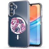 Husa pentru samsung galaxy a15 4g, atasare magnetica, magsafe, unicorn pink, clear