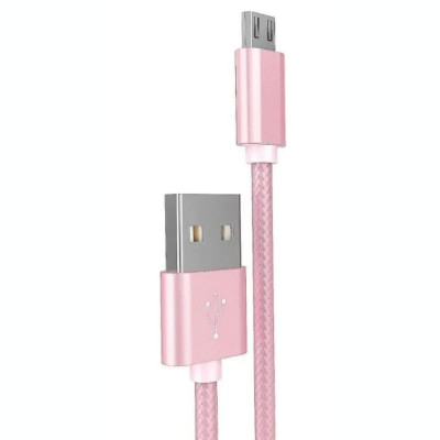 Cablu impletit Micro Usb cu incarcare rapida Hoco X2 Roz Gold foto