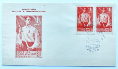 ROMANIA 1950 - 1 Mai - LP 264 + 264 a - dantelat + nedantelat - FDC foto