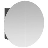 Cumpara ieftin Dulap de baie cu oglinda rotunda si LED, gri, 47x47x17,5 cm