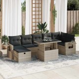 Gossi set mobilier de gradina cu perne, 8 piese gri deschis poliratan