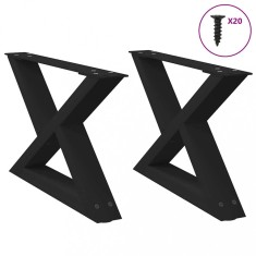 vidaXL Picioare pentru măsuță de cafea, 2 buc., negru, 50x(30-31,3) cm, oțel