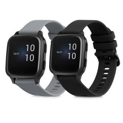 Set 2 curele pentru Garmin Venu Sq/Venu Sq Music, Kwmobile, Negru/Gri, Silicon, 57776.01 foto