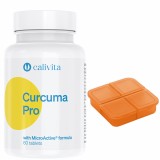 Cumpara ieftin Set supliment alimentar si cutie pilule, recomandat pentru articulatii, Curcuma Pro, 60 tablete, CaliVita