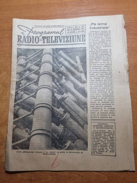 revista radio tv 14 ianuarie 1965 cu programul din 17 - 23 ianuarie 1965