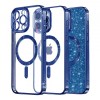 Husa MagSafe pentru Apple iPhone 13 Pro, Techsuit, Luxury Glitter, Albastra