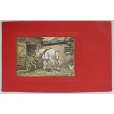 LA GRAJD , CU CALUL SI OGARII , CARTE POSTALA ILUSTRATA , EMBOSATA , 1908