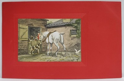 LA GRAJD , CU CALUL SI OGARII , CARTE POSTALA ILUSTRATA , EMBOSATA , 1908 foto