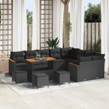 Cumpara ieftin Set de canapele pentru grădină 13 pcs Negru Rattan poli