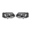 Set faruri tuning Vw Transporter/Multivan (T5), 10.2009-2015, Manual, tip bec H1+H1, omologare ECE, cu lumini de zi, negru transparent, Stanga, Dreap