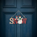 Decor de Crăciun din lemn &ndash; om de zăpadă &ndash; cu agățătoare &ndash; 17 x 9 cm